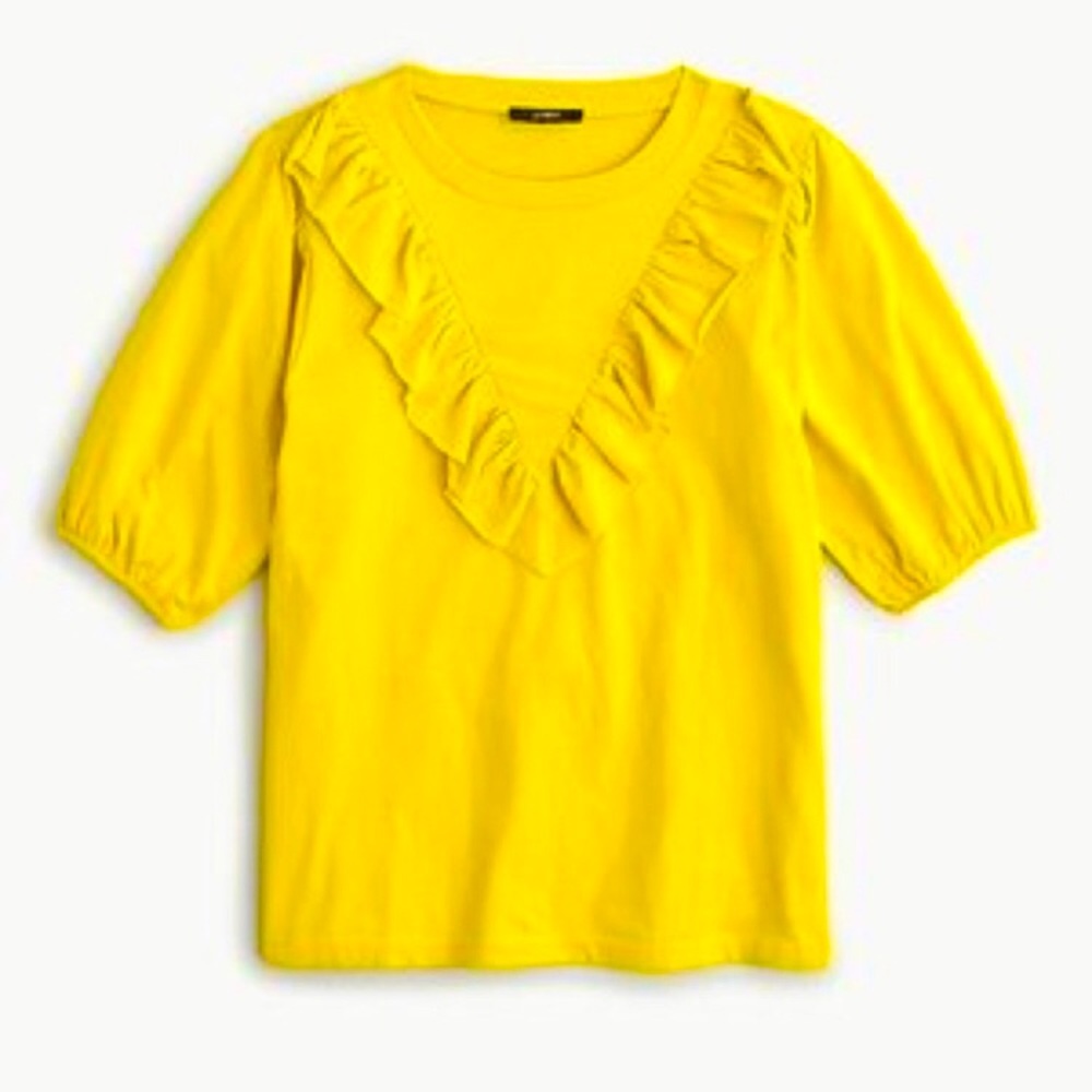 NWT J Crew Ruffle Bib Puff Sleeve Blouse L